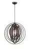A pendant light fixture with a spherical, layered design made of wood-like material. Náhled obrázku produktu