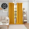 A living room scene with yellow curtains, a sofa, and a shelf. Produktbild-Vorschau