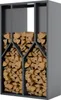 A metal firewood rack filled with logs, shown against a white background. Podgląd zdjęcia produktu