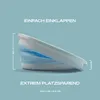 A folded laundry basket is shown with dimensions and feature callouts. Produktbild-Vorschau