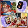 Collage of images showing a child with Christmas lights, a smartwatch, a family at a Christmas dinner, and another smartwatch. Produktbild-Vorschau