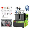 A collage of images showing a fuel injector cleaner machine and its accessories. Náhled obrázku produktu