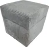 A light gray corduroy ottoman is shown against a white background.