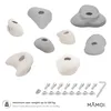 A collection of climbing holds and mounting hardware, displayed on a white background. Podgląd zdjęcia produktu