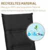 A close-up of a black cushion with text and a circular graphic overlay. Produktbild-Vorschau