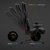 A black gaming chair is shown in profile with animated graphics illustrating its reclining and rocking features. Podgląd zdjęcia produktu