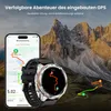 A smartwatch and smartphone displaying GPS tracking information against a backdrop of mountains. Produktbild-Vorschau