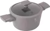 A gray pot with a glass lid and handles, shown from a slightly elevated side view against a white background. Náhľad obrázku produktu