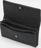 An open black leather wallet is shown against a light gray background. Produktbild-Vorschau