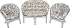 A set of rattan furniture, including a two-seater sofa and two armchairs, with floral patterned cushions, displayed on a white background. Náhled obrázku produktu