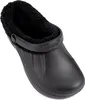 A single black clog shoe with a fluffy black lining, shown from a diagonal angle. Podgląd zdjęcia produktu