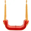 A red swing seat with gold ropes, isolated on a white background. Voir les images du produit
