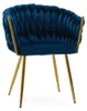 Geflochtener Stuhl ROSA GOLD in Marineblau mit goldenen Produktbild-Vorschau 3