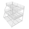A white metal triple bunk bed with a ladder, shown from a high angle against a white background. Podgląd zdjęcia produktu