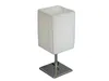 A white table lamp with a pleated shade and a silver base, isolated on a white background. Produktbild-Vorschau