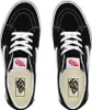 A top-down view of two black Vans Sk8-Low sneakers with white laces and white soles, set against a white background. Produktbild-Vorschau