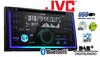 A JVC car stereo with various features highlighted by icons and text. Produktbild-Vorschau