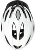 A top-down view of a white bicycle helmet with black accents. Produktbild-Vorschau