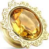 viva-adorno 1 Stück 10mm Flesh Plug Tunnel Gold Lotusblume Produktbild-Vorschau 1
