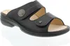 A black leather sandal on a white background. Produktbild-Vorschau