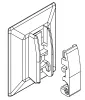 A line drawing of two white plastic mounting components for blinds. Produktbild-Vorschau