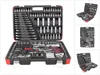 A collage of images showing a red and black tool kit with various tools inside. Náhled obrázku produktu