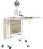 HOMCOM Eettafel, inklapbaar, keukentafel met wielen en Productafbeelding-voorbeeld 1