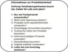 A list of safety instructions and warnings for product usage. Produktbild-Vorschau