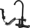 A black faucet with a handheld sprayer attached by a coiled hose, set against a white background. Podgląd zdjęcia produktu
