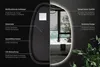 A diagram highlighting the features of an LED mirror, with a partial view of the mirror in a bathroom setting. Produktbild-Vorschau