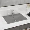 vidaXL Luxus-Waschbecken mit Hahnloch Matt-Hellgrau 60x46 Produktbild-Vorschau 2