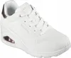 A white SKECHERS UNO WEDGE-HI STEPS sneaker for women. Voir les images du produit