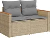 vidaXL Gartensofa mit Kissen 2-Sitzer Beige Poly Rattan Produktbild-Vorschau 1