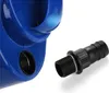A close-up of a blue plastic container with a threaded opening and a black threaded fitting with a barbed end. Anteprima dell’immagine prodotto