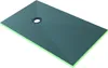 A rectangular shower tray with a textured surface and a central drain.