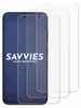 Three transparent screen protectors are shown layered over a smartphone. Produktbild-Vorschau