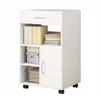 A white storage cabinet with drawers and shelves, on wheels. Náhľad obrázku produktu