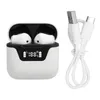 A pair of white wireless earbuds in their charging case, with a USB-C charging cable next to them. Podgląd zdjęcia produktu