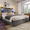 Polsterbett，USB-C-Ladebett mit LED-Beleuchtung, Stauraum Produktbild-Vorschau 6