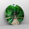 Wanduhr - Rund - Glasuhr - Gehweg Baum Holz Steg - 30x30cm Produktbild-Vorschau 4