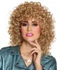 A woman wearing a blonde curly wig and a blue jacket. Náhled obrázku produktu