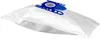 A white vacuum cleaner bag with a blue plastic connector. Produktbild-Vorschau