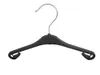 A black plastic clothes hanger with a silver metal hook, shown against a white background. Produktbild-Vorschau