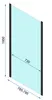 A diagram of a shower screen with dimensions indicated. Produktbild-Vorschau