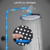 A shower head and arm with water flowing, highlighting its features. Podgląd zdjęcia produktu