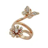 Ring 32mm Schmetterling und Blume mit weißen Glassteinen Produktbild-Vorschau 1