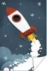 MuchoWow® Poster Illustration - Rakete - Kinder 20x40 cm - Produktbild-Vorschau 1