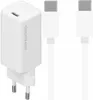A white Xiaomi 65W fast charger with two white USB-C cables. Anteprima dell’immagine prodotto
