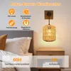 Wandleuchte E27 Vintage Boho Wandlampe Rattan Lampenschirm Produktbild-Vorschau 2