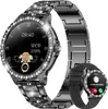 A close-up studio shot of two smartwatches, one with a metal band and one with a silicone band, both adorned with rhinestones. Náhled obrázku produktu